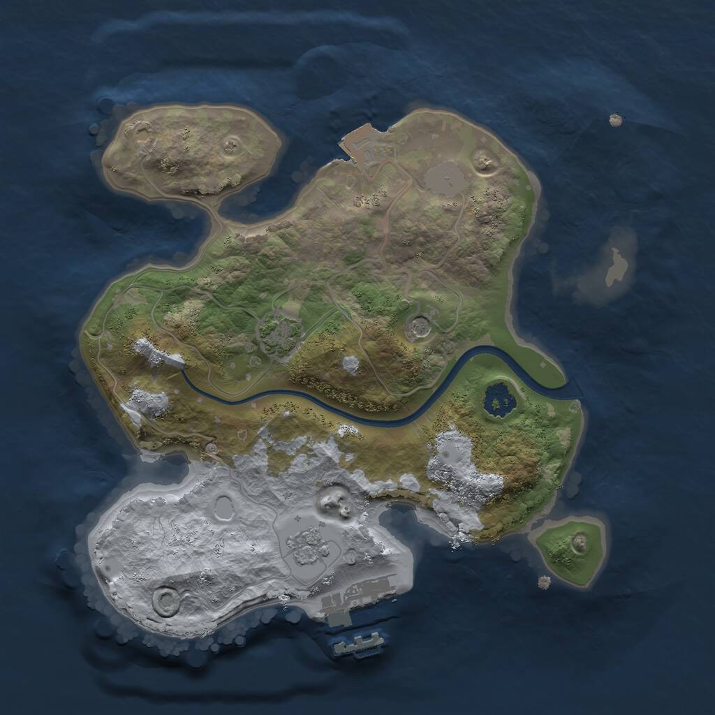 Rust Map: Procedural Map, Size: 2200, Seed: 2028991342, 5 Monuments