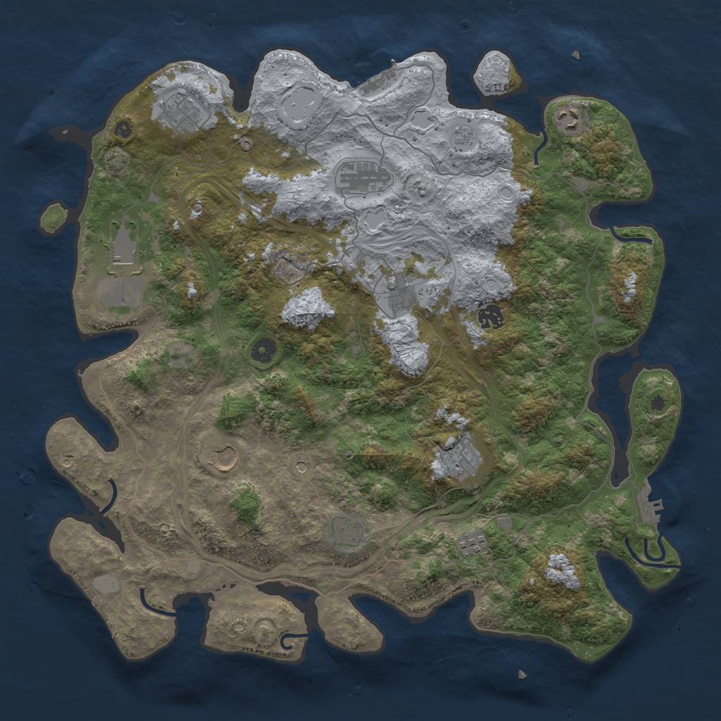 Rust Map: Procedural Map, Size: 4300, Seed: 53483154, 18 Monuments