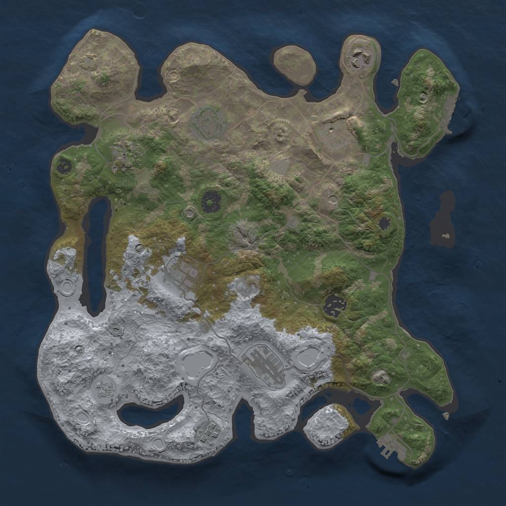 Rust Map: Procedural Map, Size: 3450, Seed: 70215325, 16 Monuments