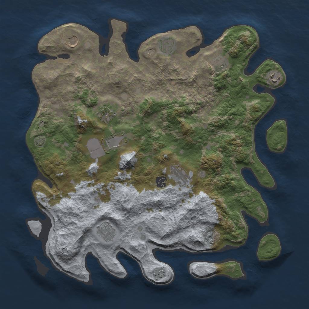 Rust Map: Barren, Size: 4000, Seed: 67467849, 14 Monuments