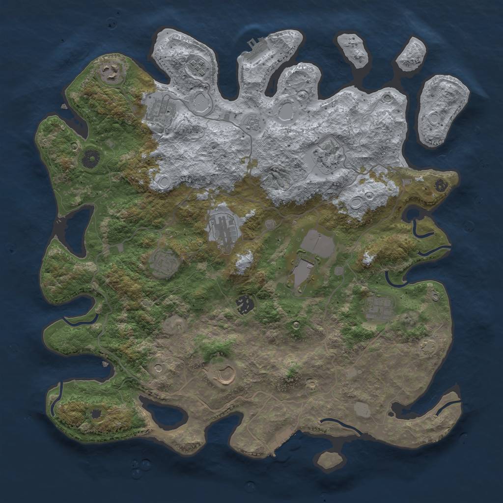 Rust Map: Procedural Map, Size: 4100, Seed: 40003891, 18 Monuments