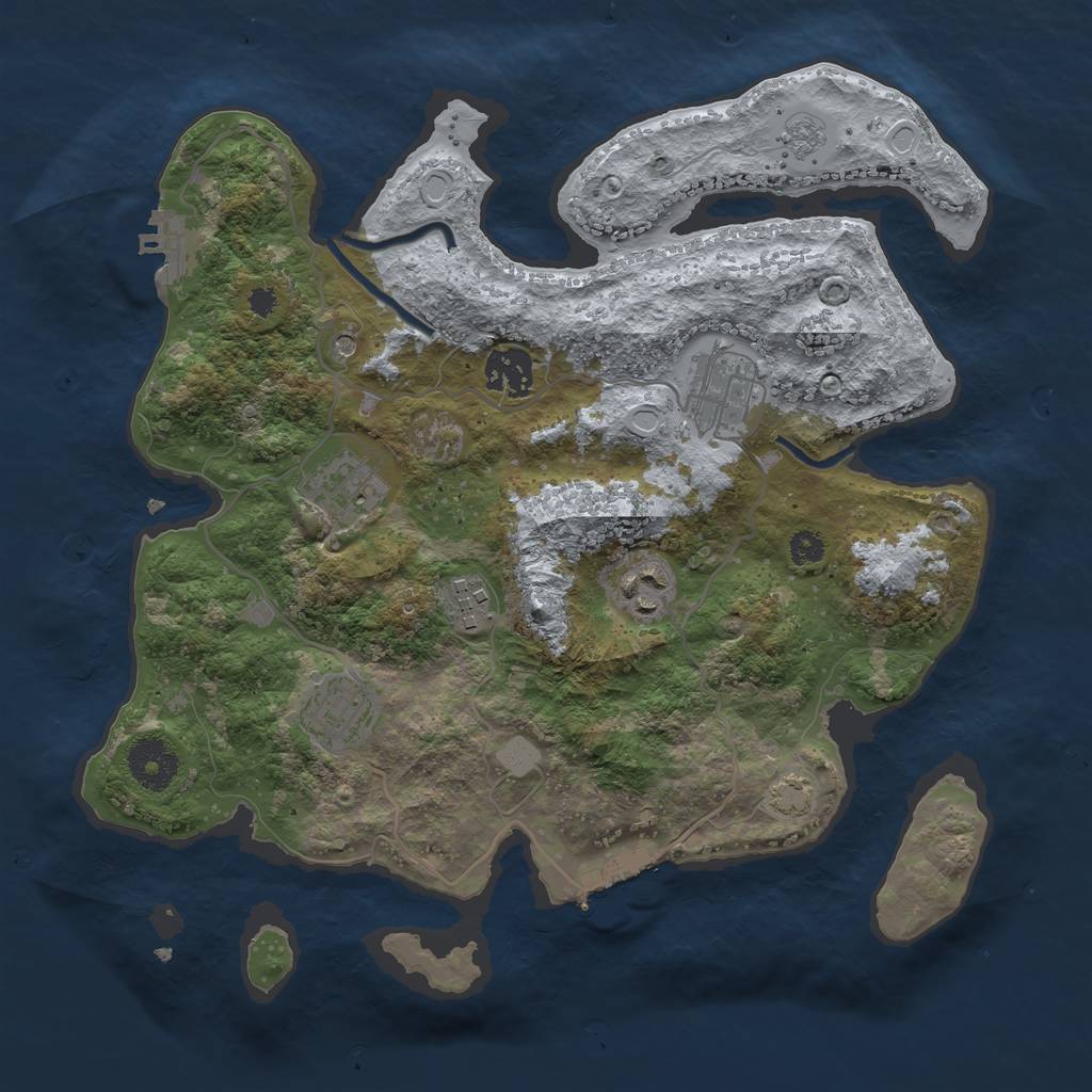 Rust Map: Procedural Map, Size: 3250, Seed: 692821777, 14 Monuments
