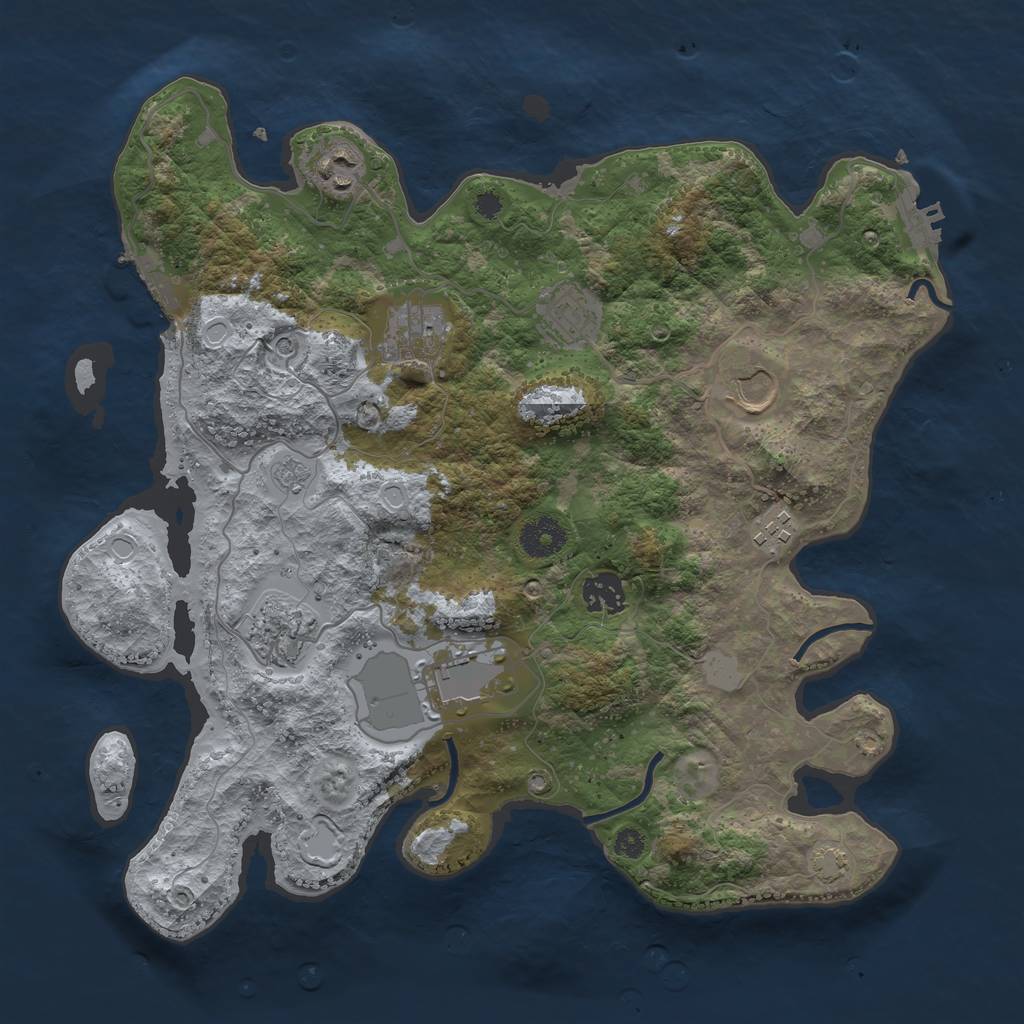 Rust Map: Procedural Map, Size: 3550, Seed: 17233854, 16 Monuments