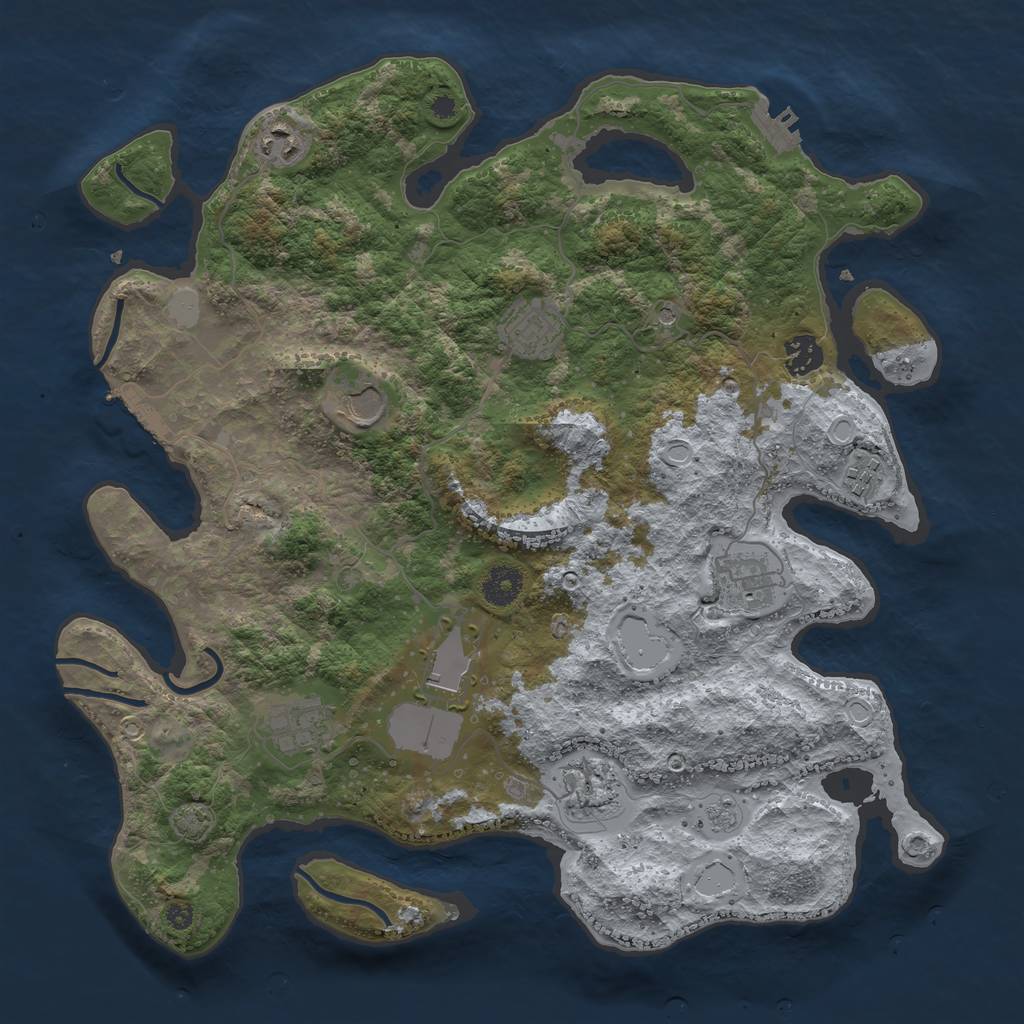 Rust Map: Procedural Map, Size: 3800, Seed: 23744662, 17 Monuments