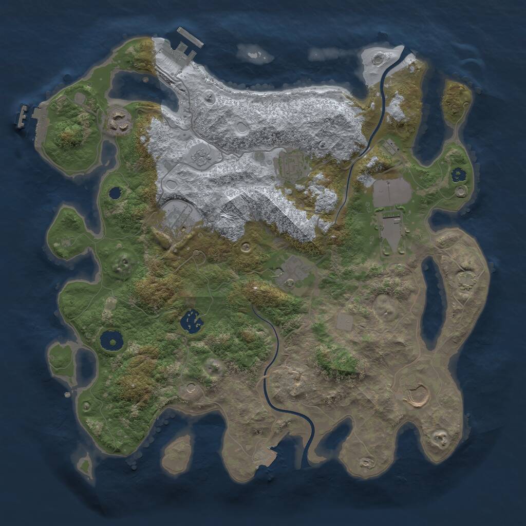 Rust Map: Procedural Map, Size: 3550, Seed: 8523844, 13 Monuments