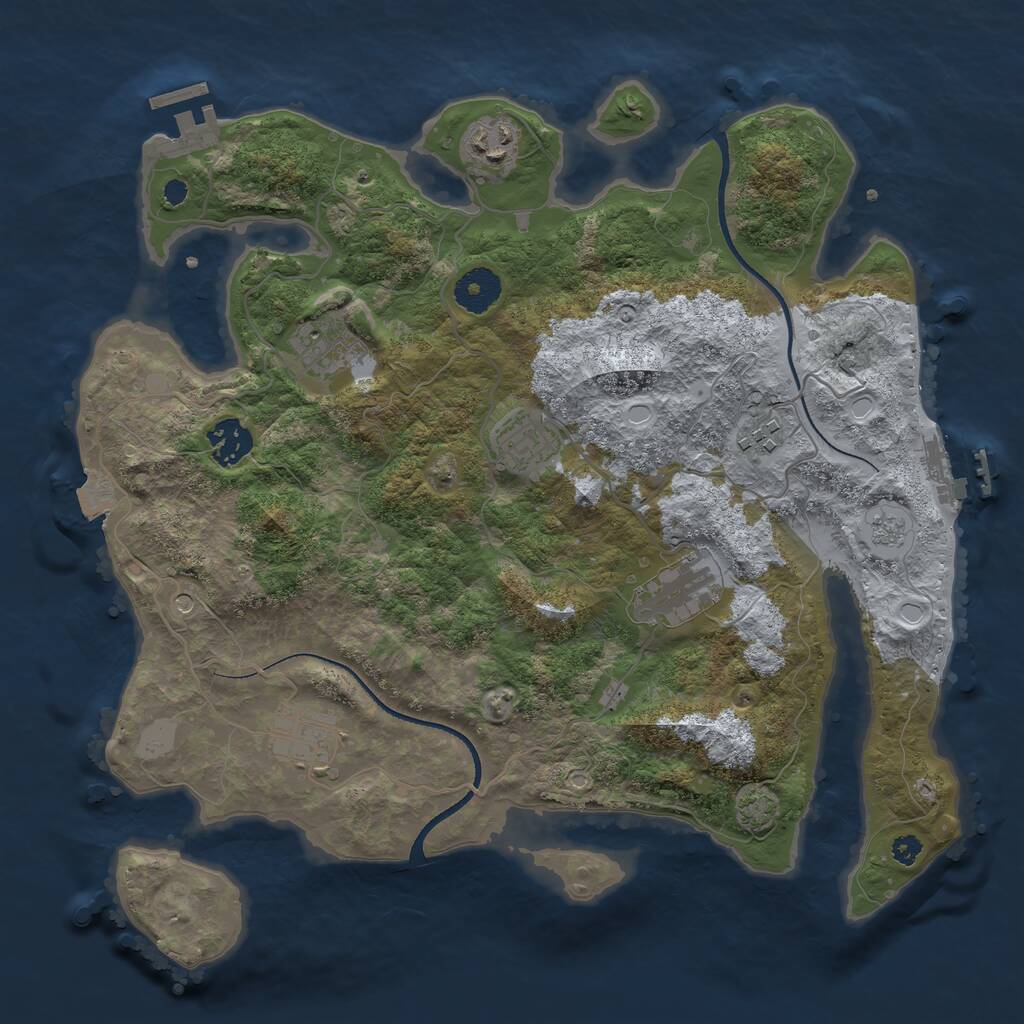 Rust Map: Procedural Map, Size: 3450, Seed: 36727421, 13 Monuments