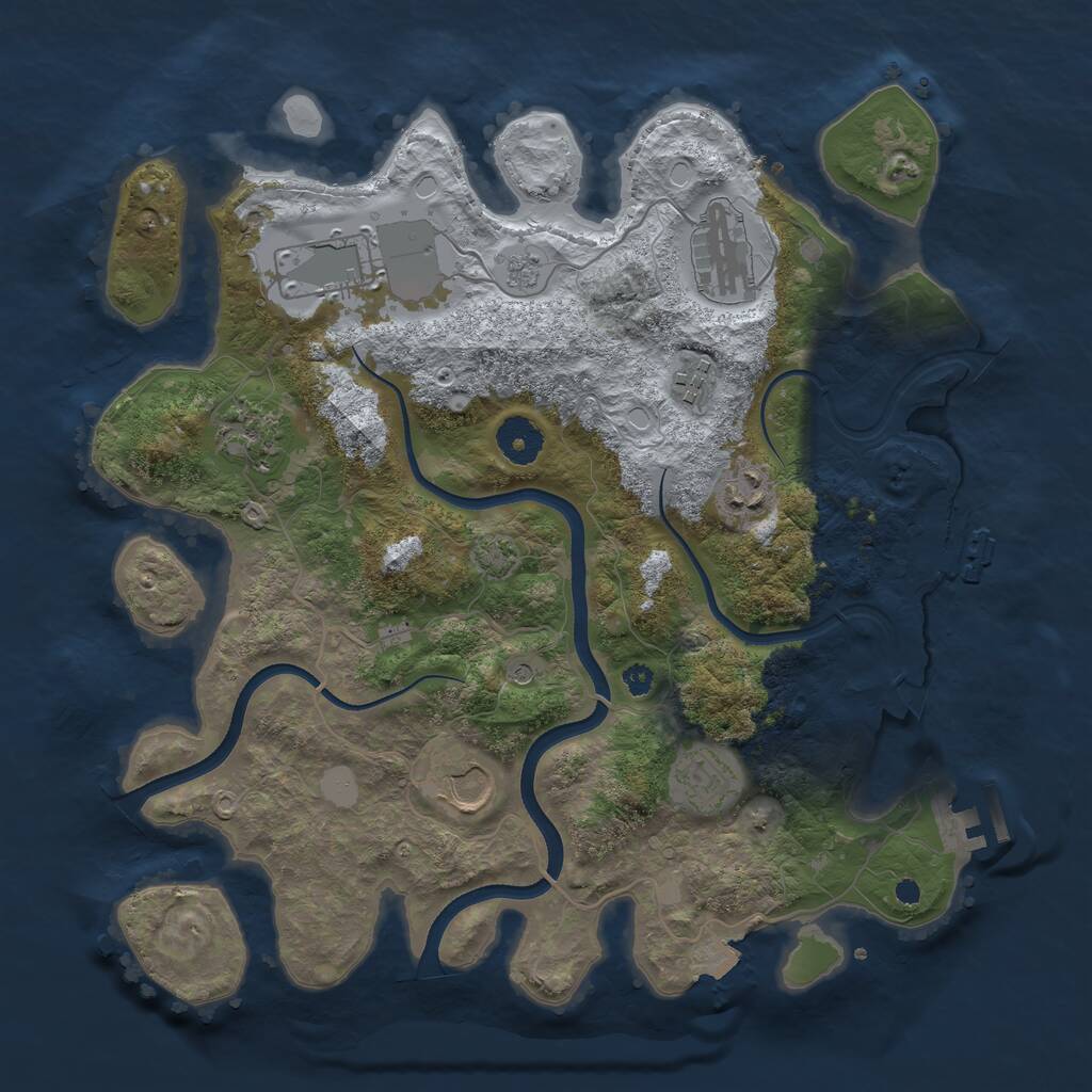 Rust Map: Procedural Map, Size: 3550, Seed: 43959244, 13 Monuments