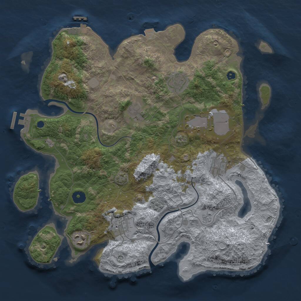 Rust Map: Procedural Map, Size: 3500, Seed: 319893035, 13 Monuments
