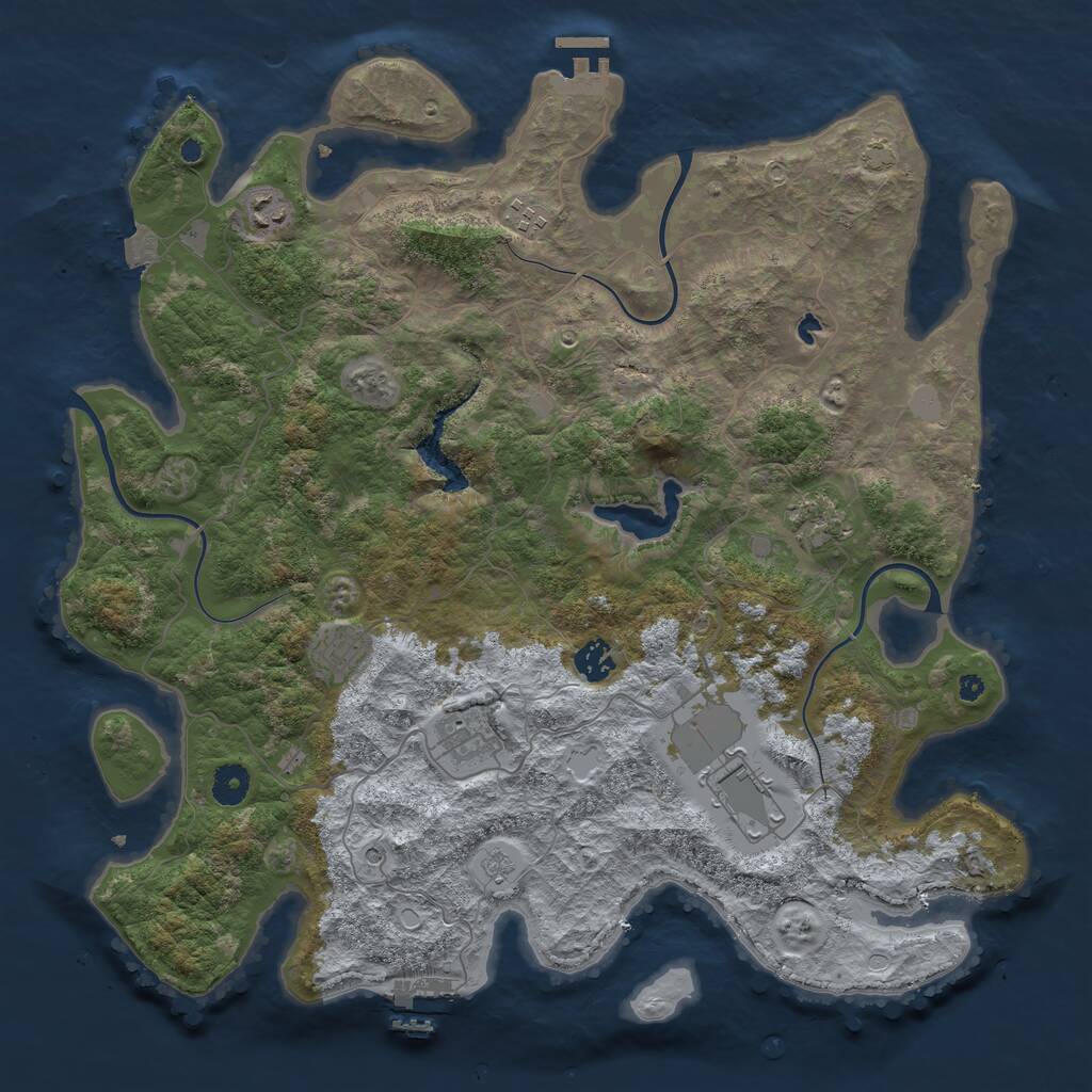 Rust Map: Procedural Map, Size: 4100, Seed: 37787247, 13 Monuments