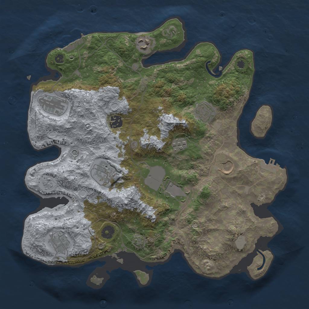 Rust Map: Procedural Map, Size: 3500, Seed: 662325323, 17 Monuments