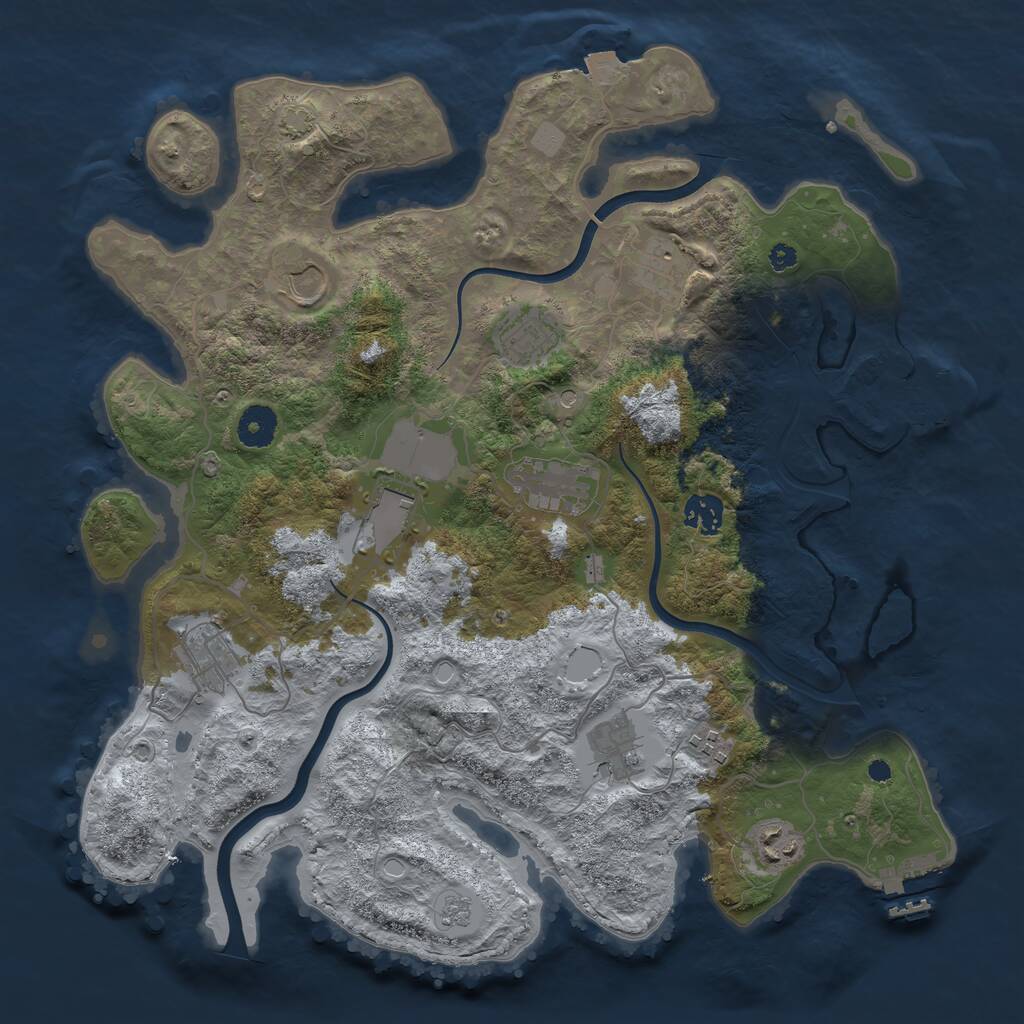 Rust Map: Procedural Map, Size: 3750, Seed: 21623917, 16 Monuments
