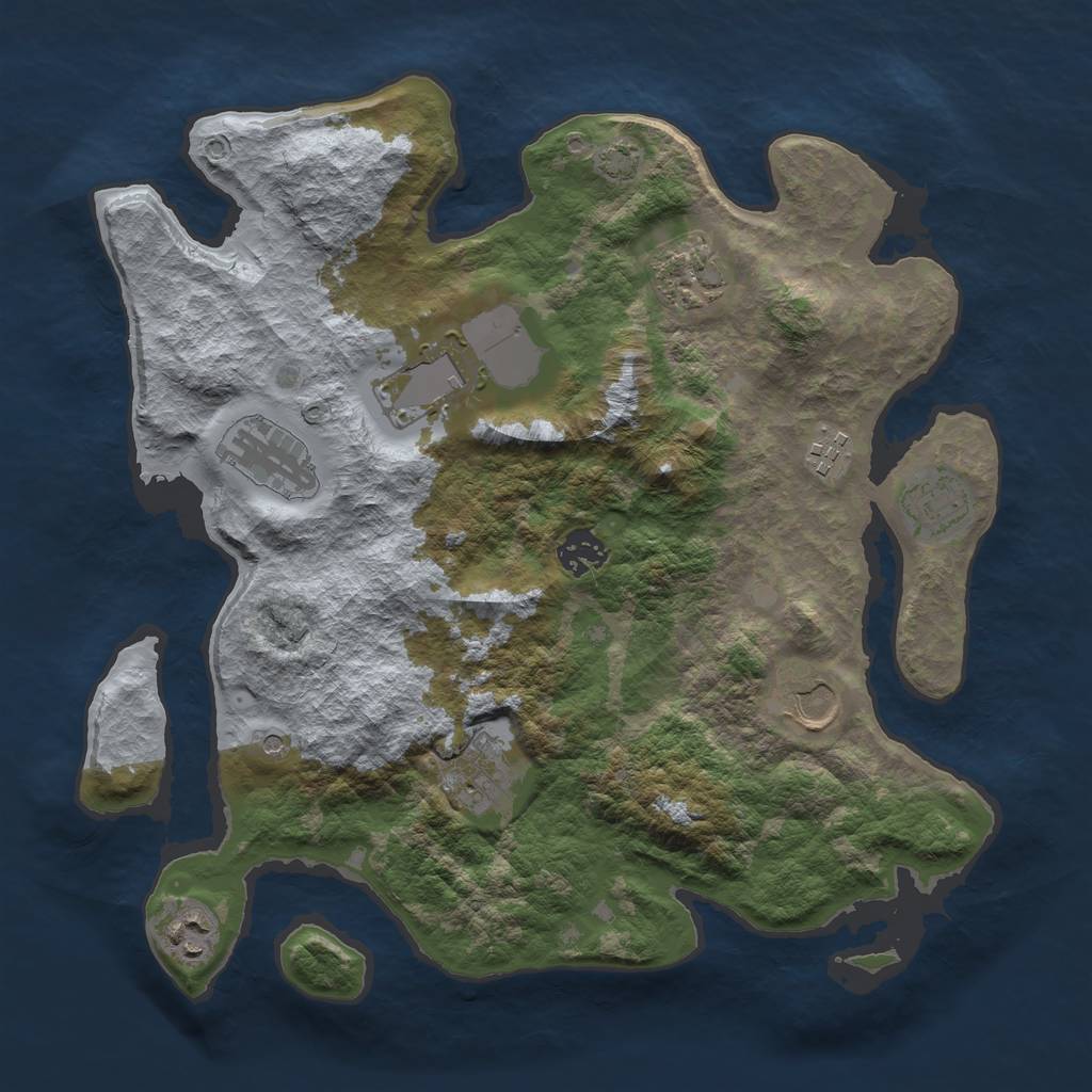 Rust Map: Barren, Size: 3500, Seed: 531746559, 13 Monuments