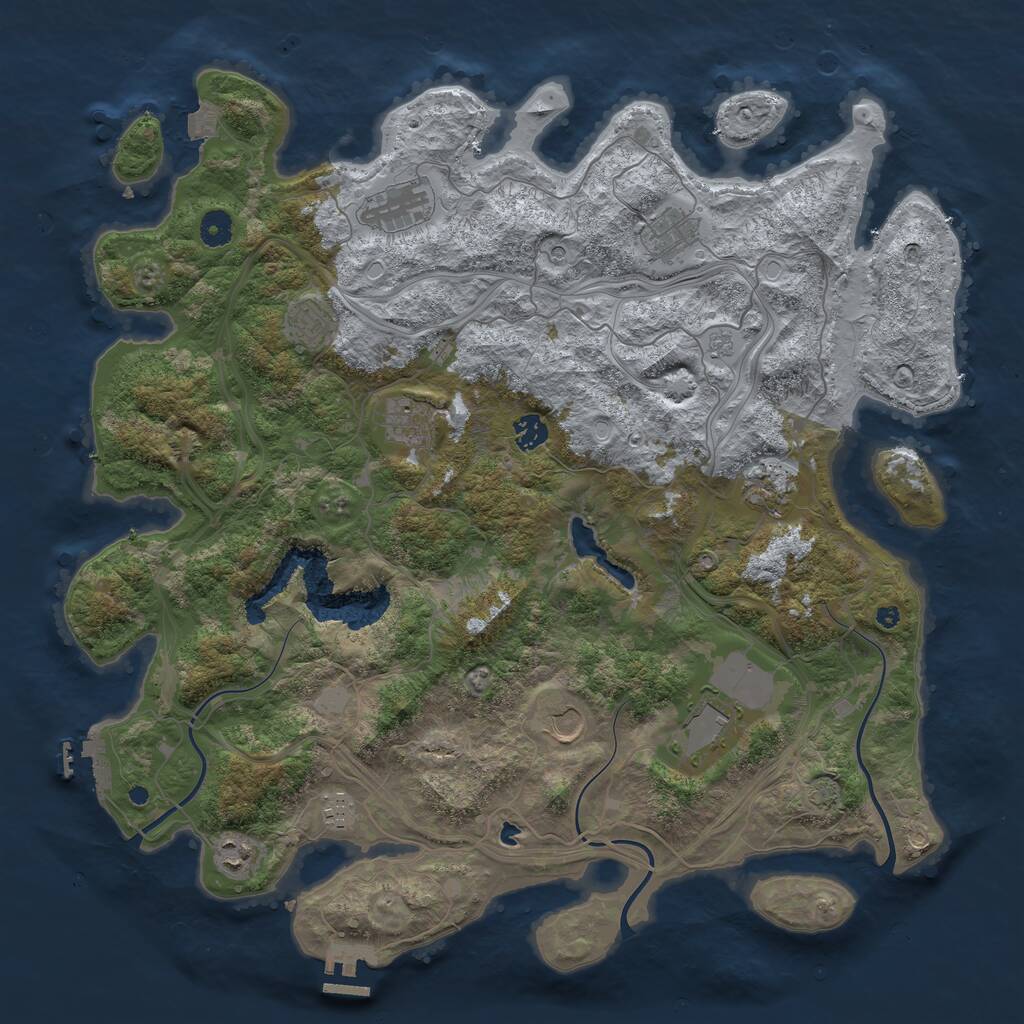 Rust Map: Procedural Map, Size: 4400, Seed: 41934760, 16 Monuments