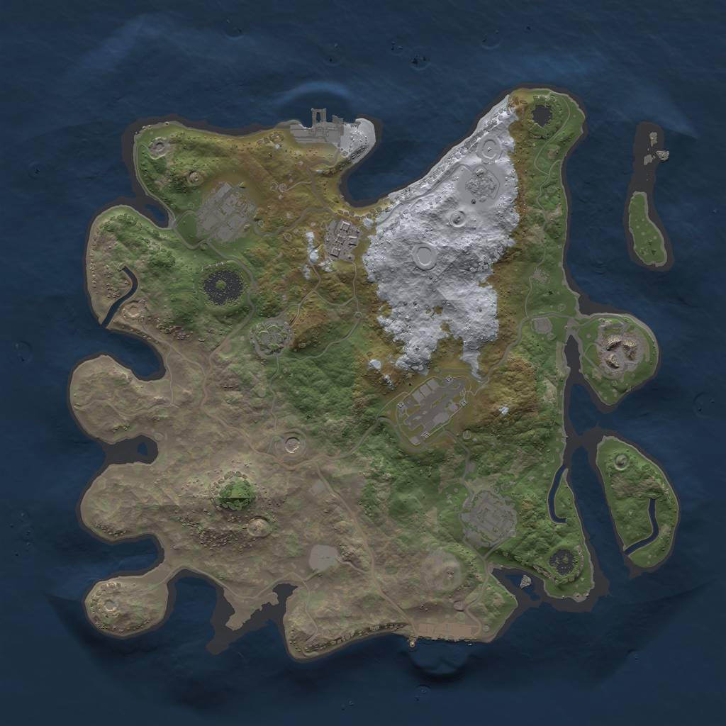 Rust Map: Procedural Map, Size: 3000, Seed: 8632, 13 Monuments