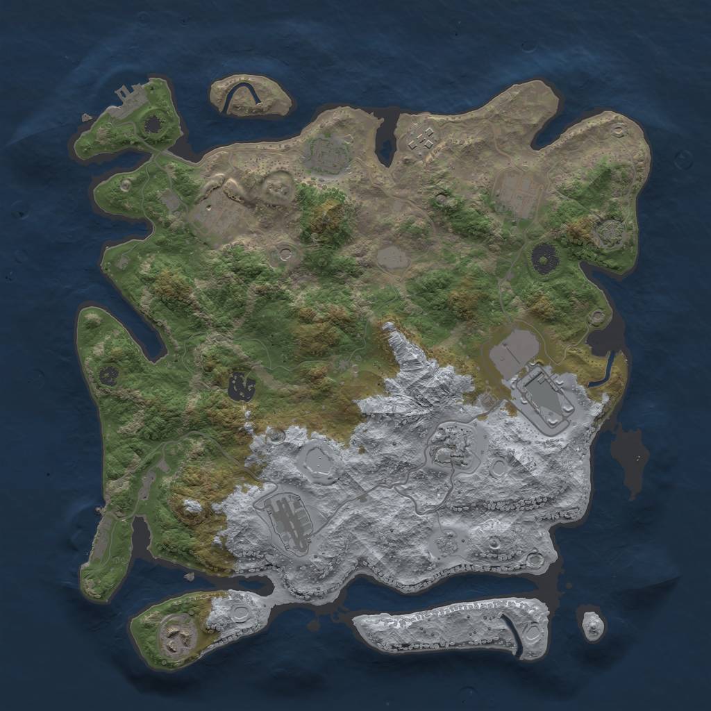 Rust Map: Procedural Map, Size: 3700, Seed: 83488619, 17 Monuments