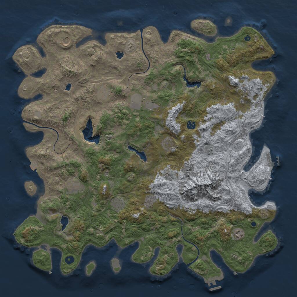Rust Map: Procedural Map, Size: 5000, Seed: 19960823, 17 Monuments