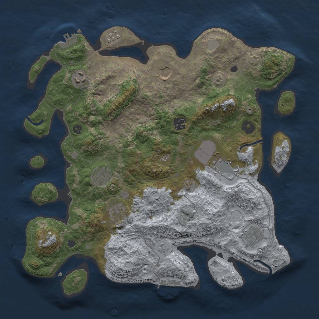 Rust Map: Procedural Map, Size: 3600, Seed: 36001163, 16 Monuments