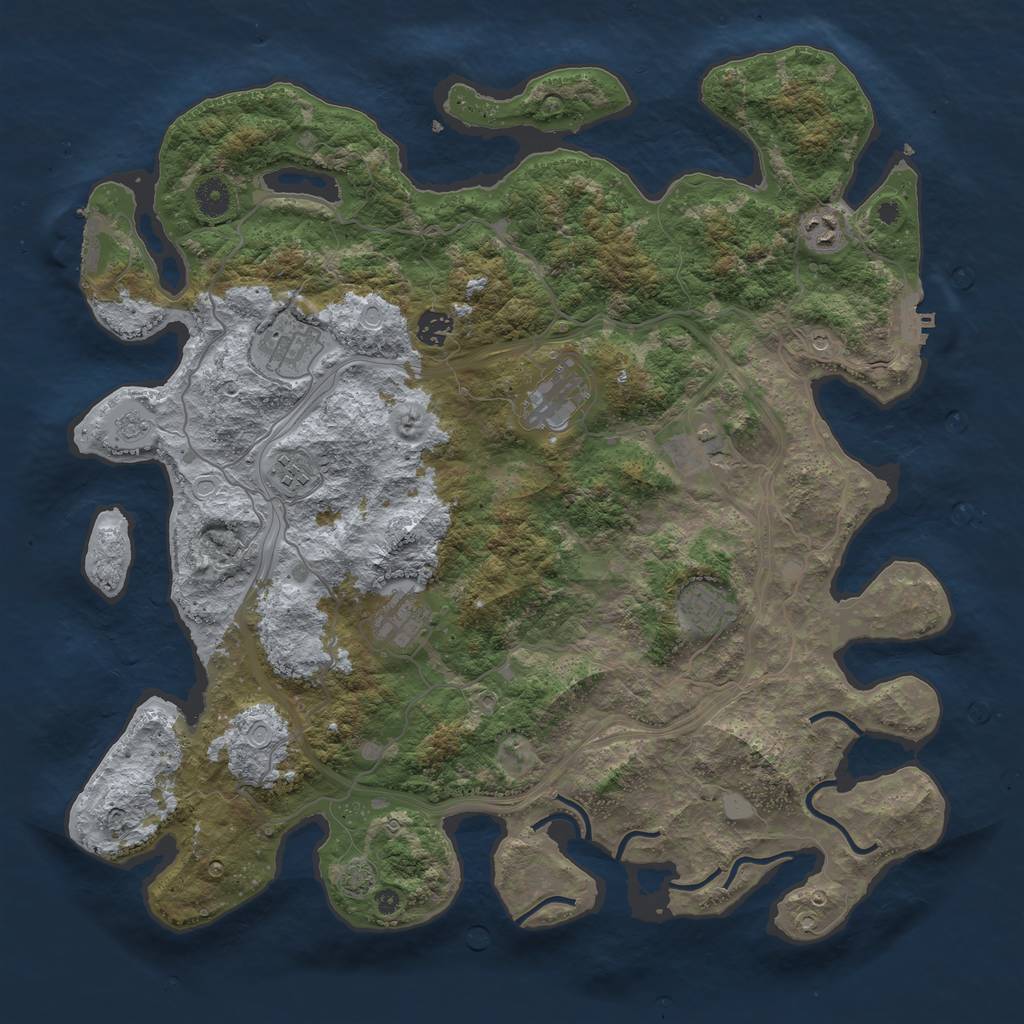Rust Map: Procedural Map, Size: 4250, Seed: 64303705, 16 Monuments