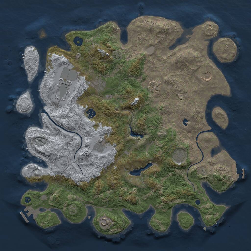 Rust Map: Procedural Map, Size: 4000, Seed: 61273, 14 Monuments