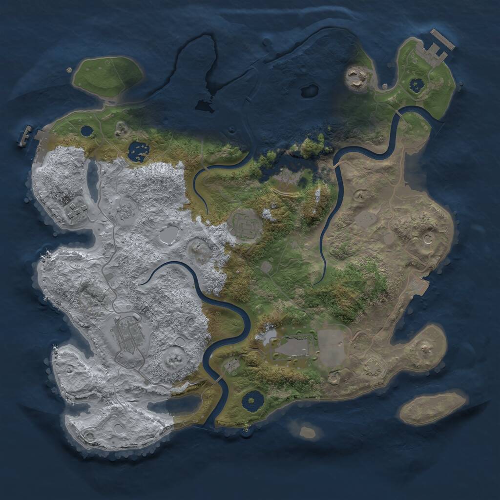Rust Map: Procedural Map, Size: 3550, Seed: 32937123, 13 Monuments