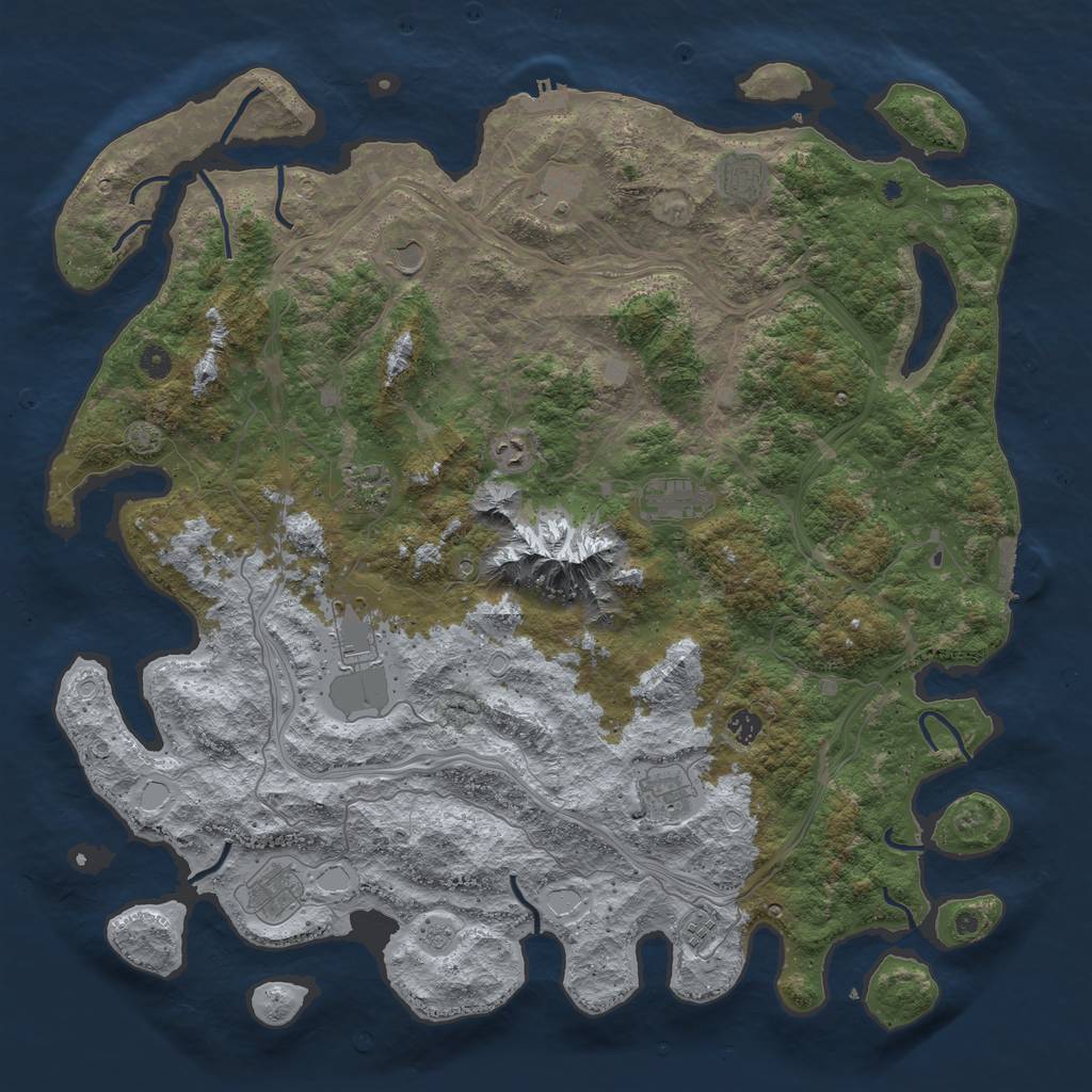 Rust Map: Procedural Map, Size: 5000, Seed: 543087253, 19 Monuments