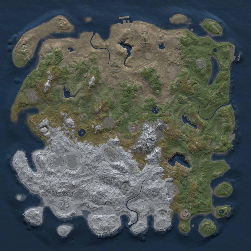 Rust Map: Procedural Map, Size: 5000, Seed: 543087253, 16 Monuments