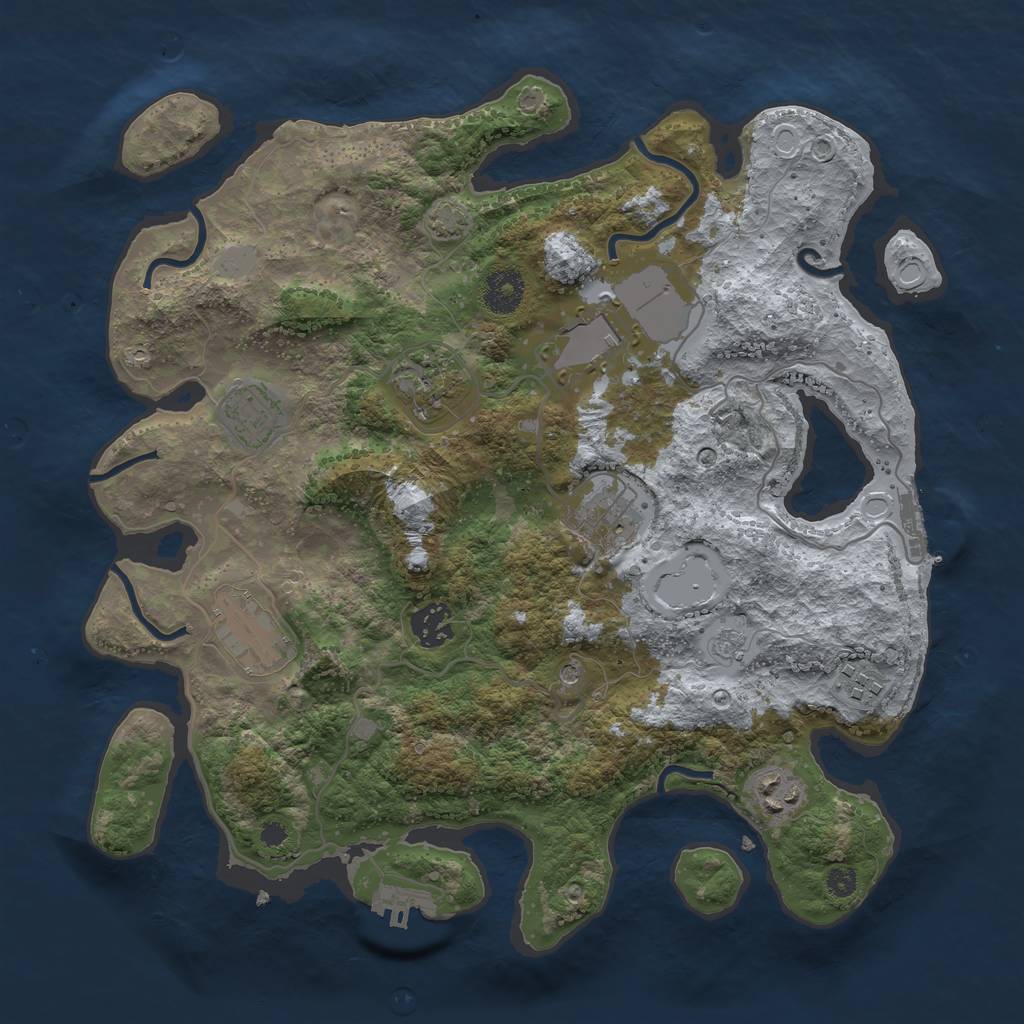 Rust Map: Procedural Map, Size: 3500, Seed: 131164, 16 Monuments