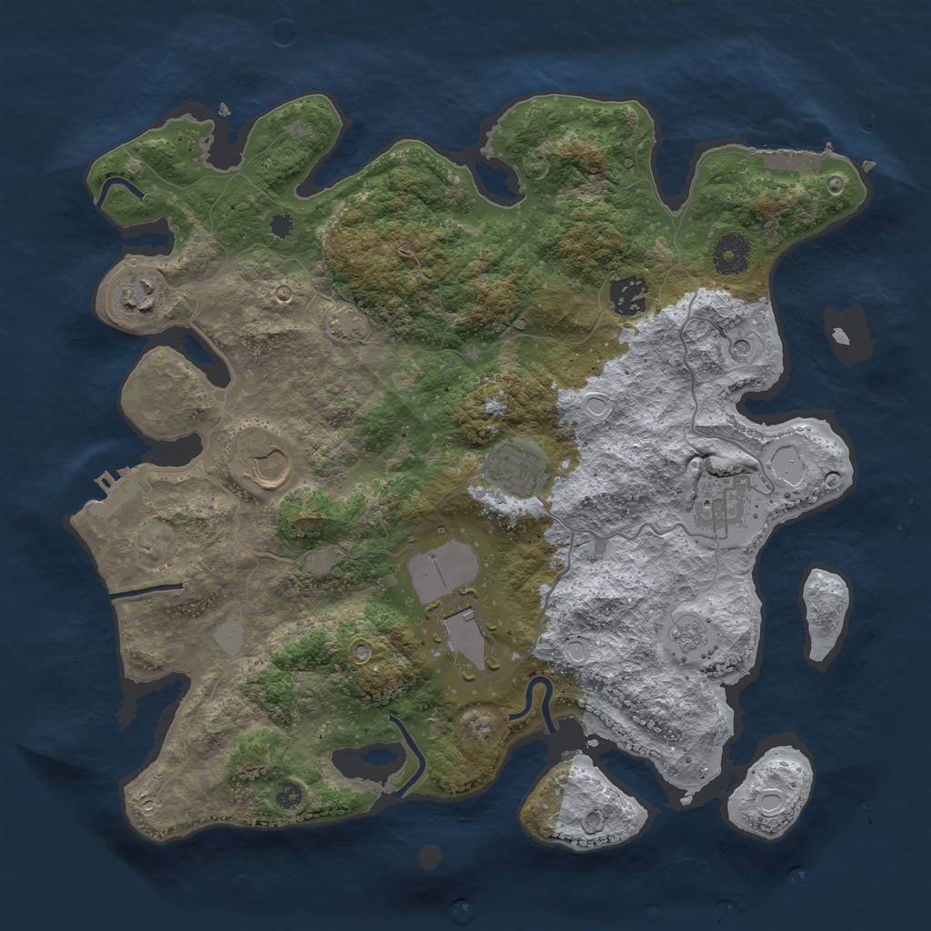Rust Map: Procedural Map, Size: 3500, Seed: 7597839, 14 Monuments