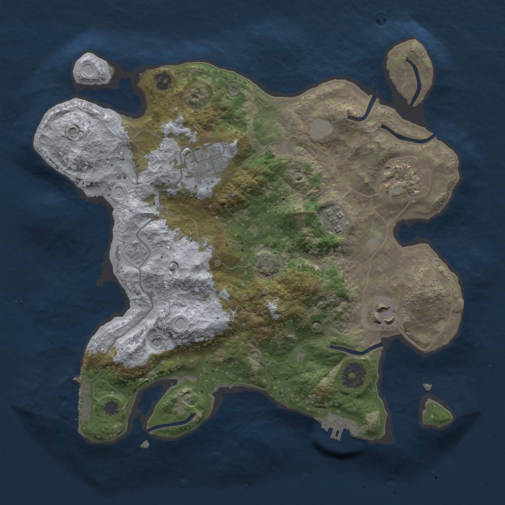 Rust Map: Procedural Map, Size: 3000, Seed: 30011, 12 Monuments