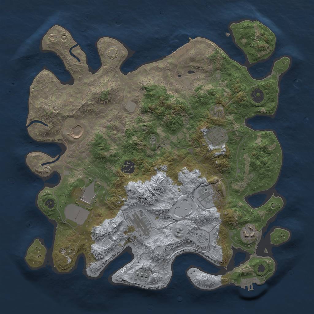 Rust Map: Procedural Map, Size: 3500, Seed: 38537093, 16 Monuments