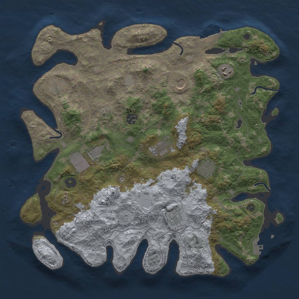 Rust Map: Procedural Map, Size: 4000, Seed: 49723643, 17 Monuments