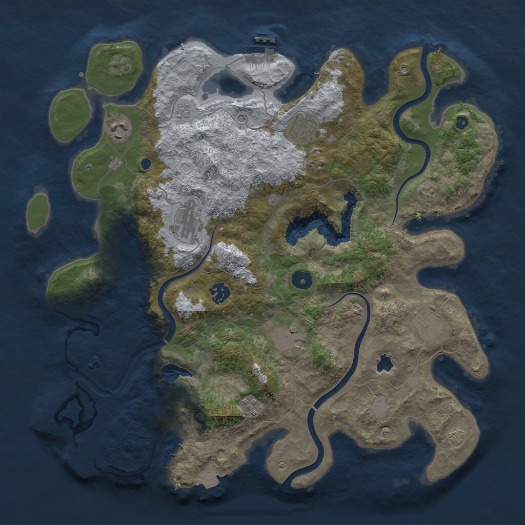 Rust Map: Procedural Map, Size: 4000, Seed: 682781, 13 Monuments