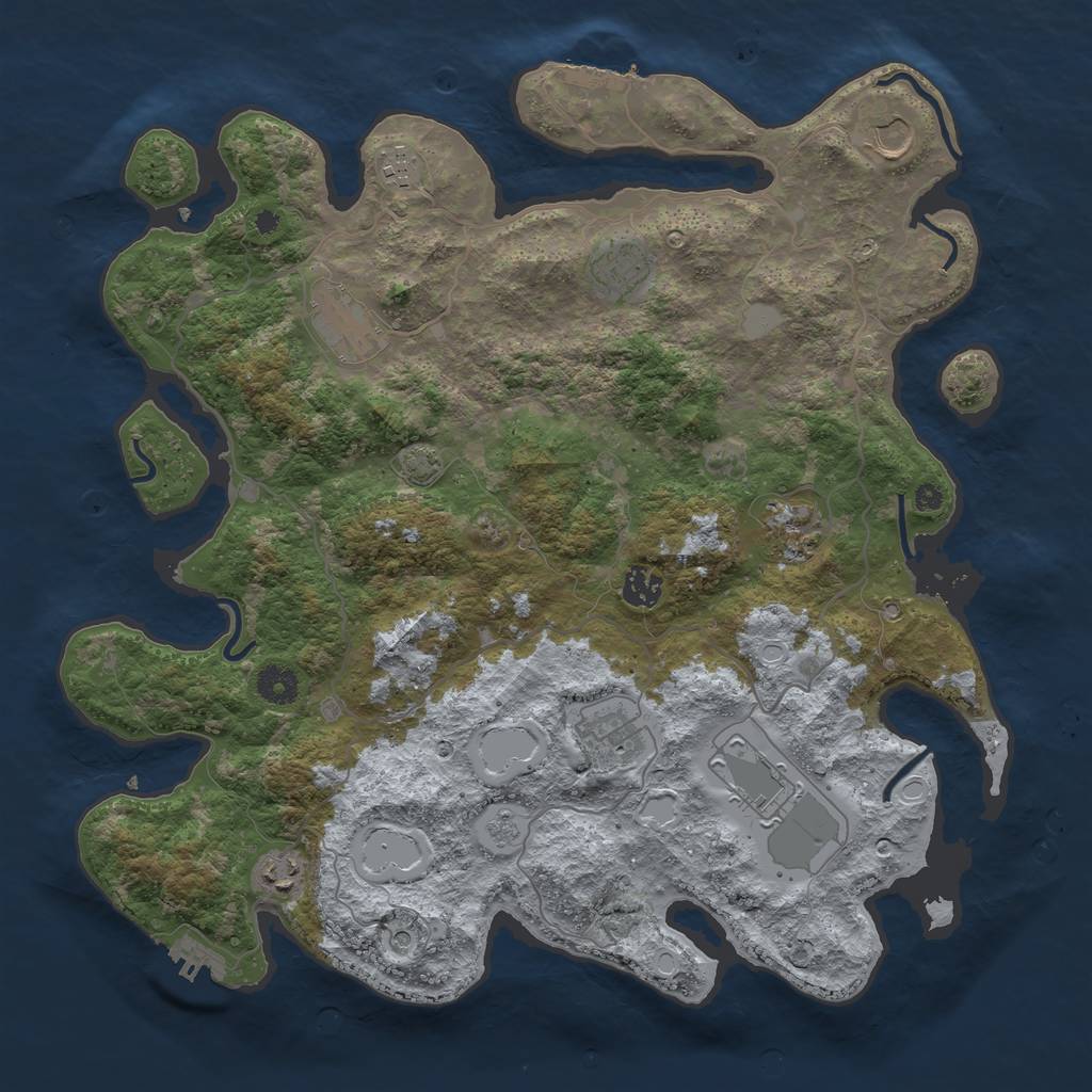 Rust Map: Procedural Map, Size: 4000, Seed: 2448, 17 Monuments