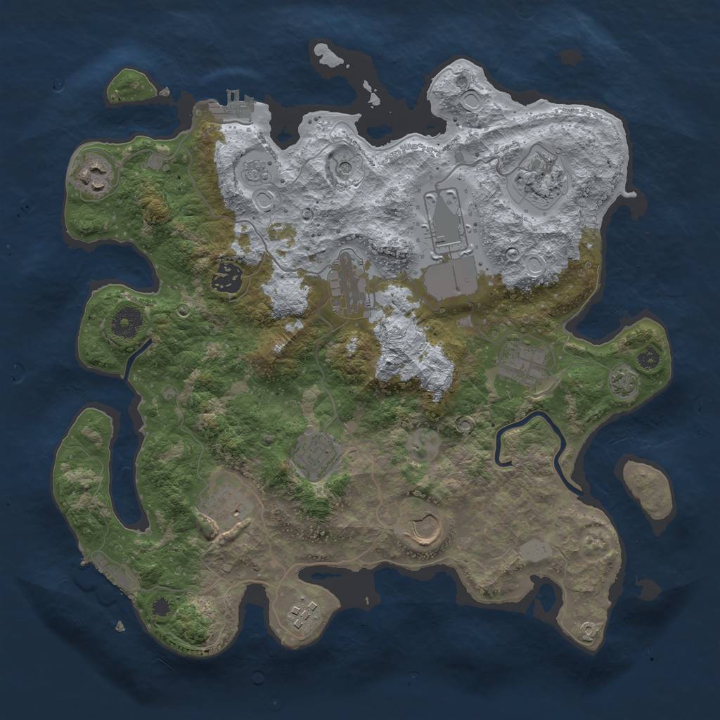 Rust Map: Procedural Map, Size: 3500, Seed: 224128, 18 Monuments