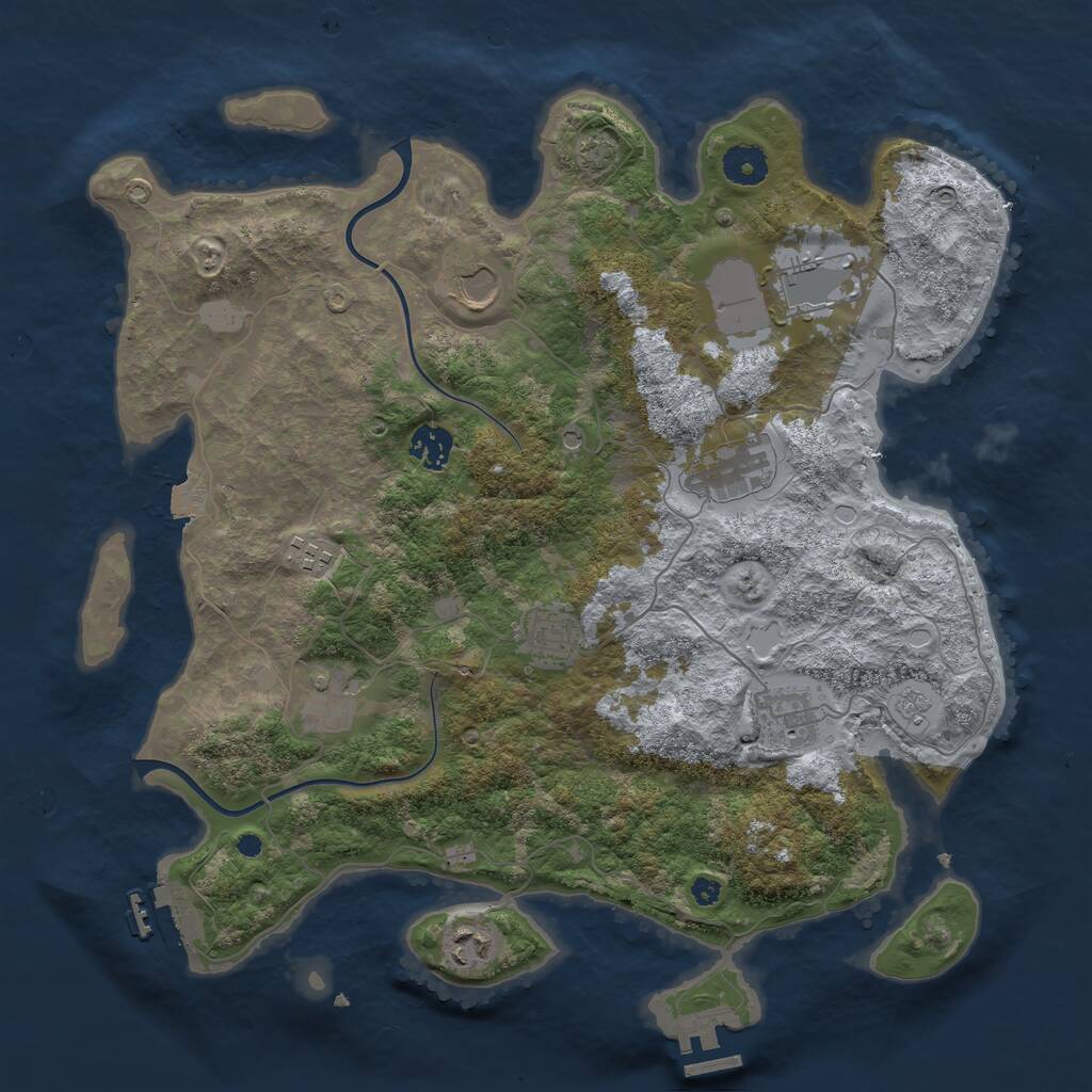 Rust Map: Procedural Map, Size: 3800, Seed: 5718949, 15 Monuments