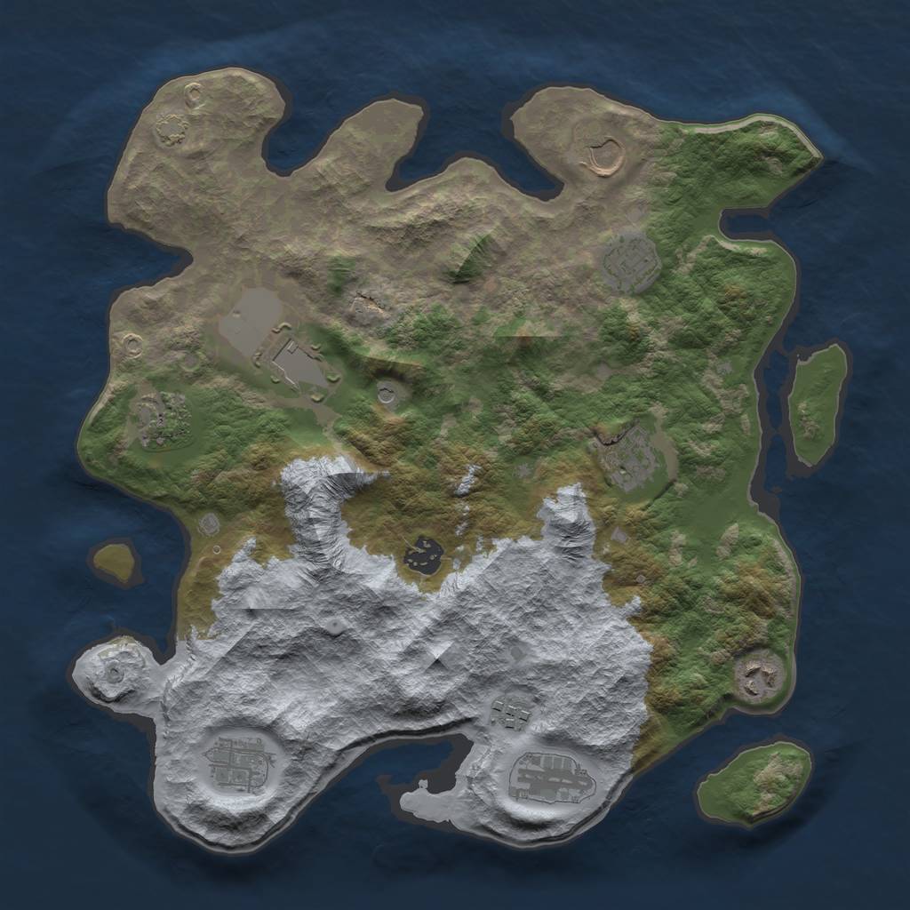 Rust Map: Barren, Size: 3650, Seed: 32017362, 14 Monuments