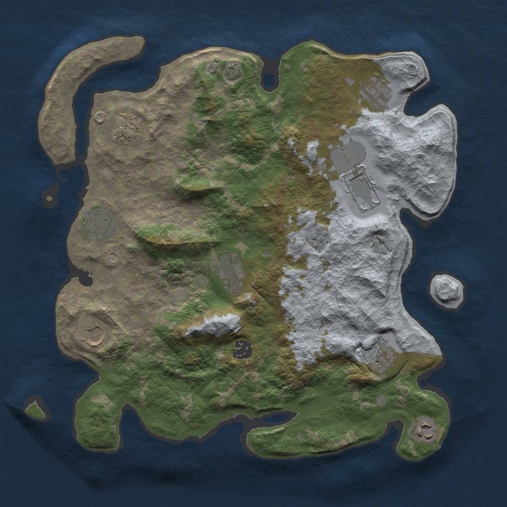 Rust Map: Barren, Size: 3850, Seed: 27685598, 14 Monuments