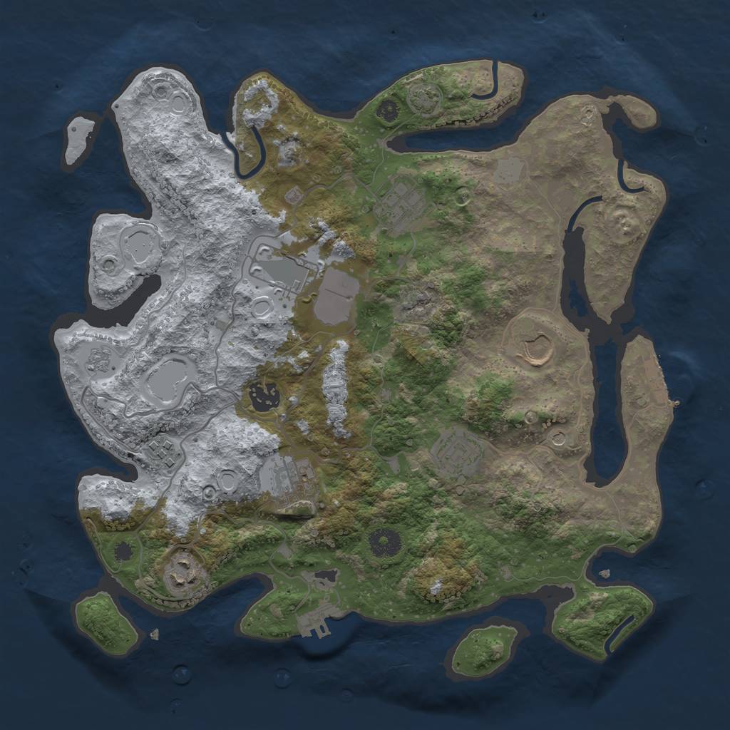 Rust Map: Procedural Map, Size: 3500, Seed: 959175531, 16 Monuments