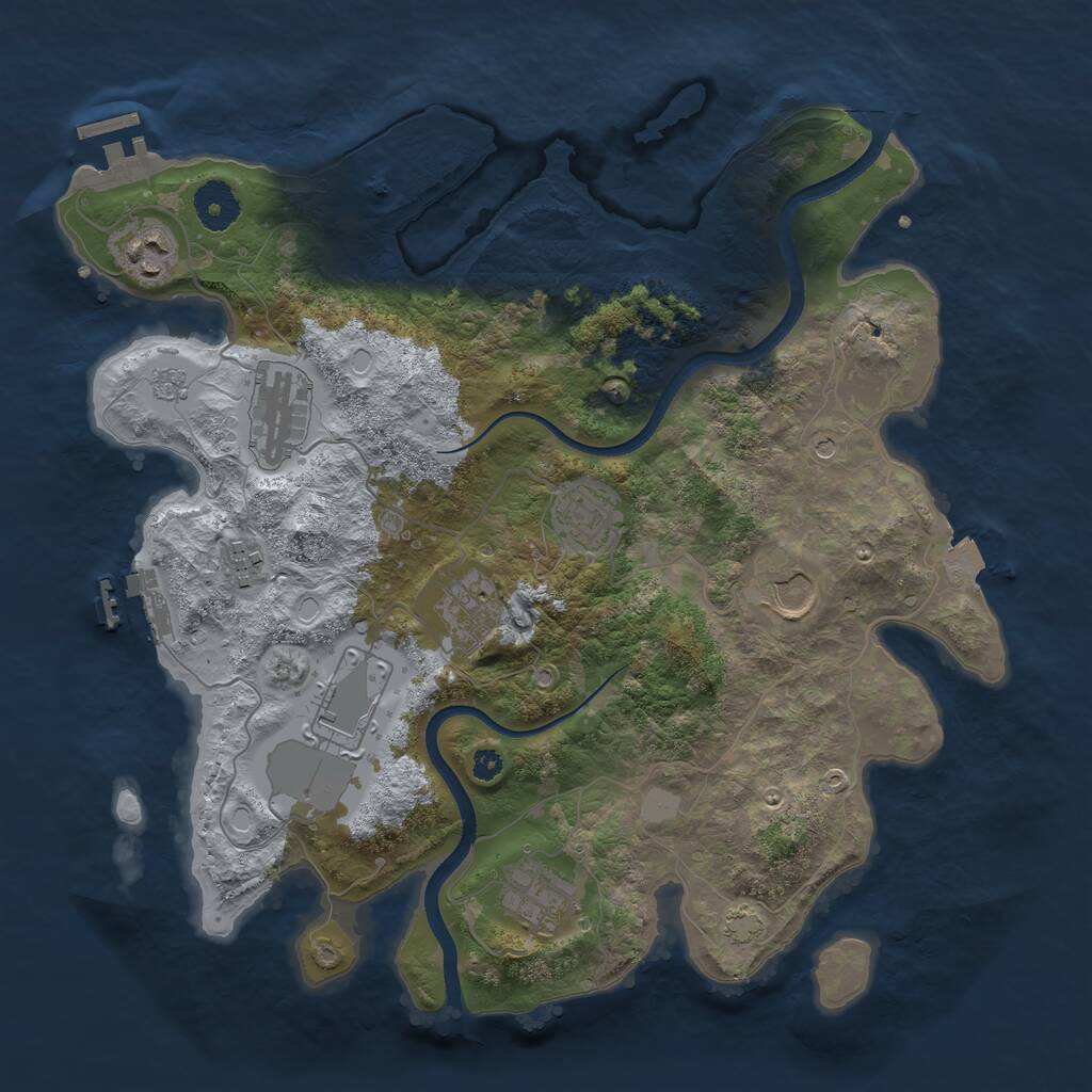 Rust Map: Procedural Map, Size: 3500, Seed: 524023860, 14 Monuments