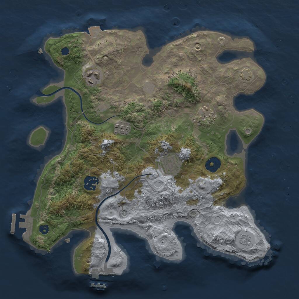 Rust Map: Procedural Map, Size: 3000, Seed: 39666, 11 Monuments