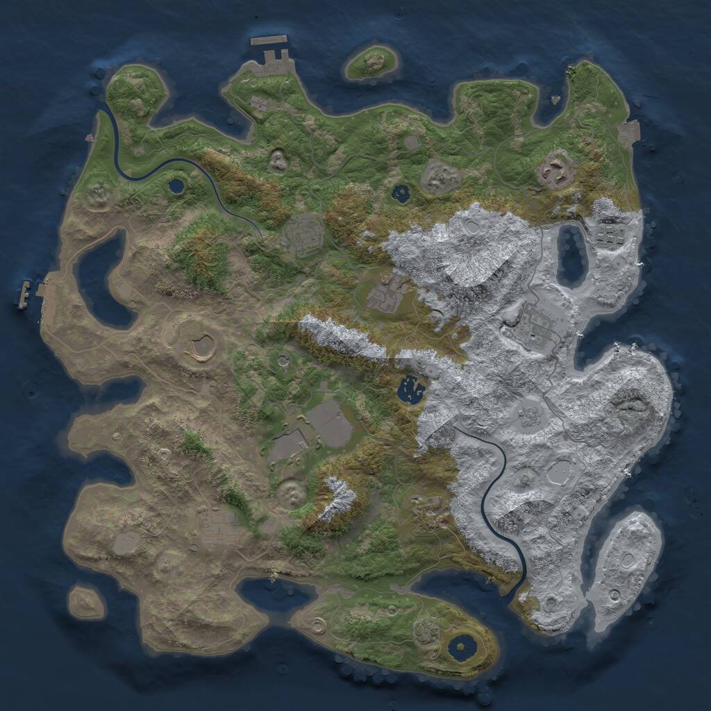 Rust Map: Procedural Map, Size: 3950, Seed: 78949568, 16 Monuments