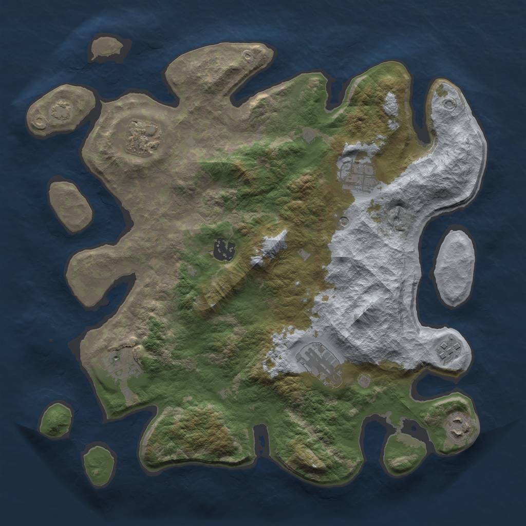 Rust Map: Barren, Size: 3450, Seed: 14136304, 11 Monuments