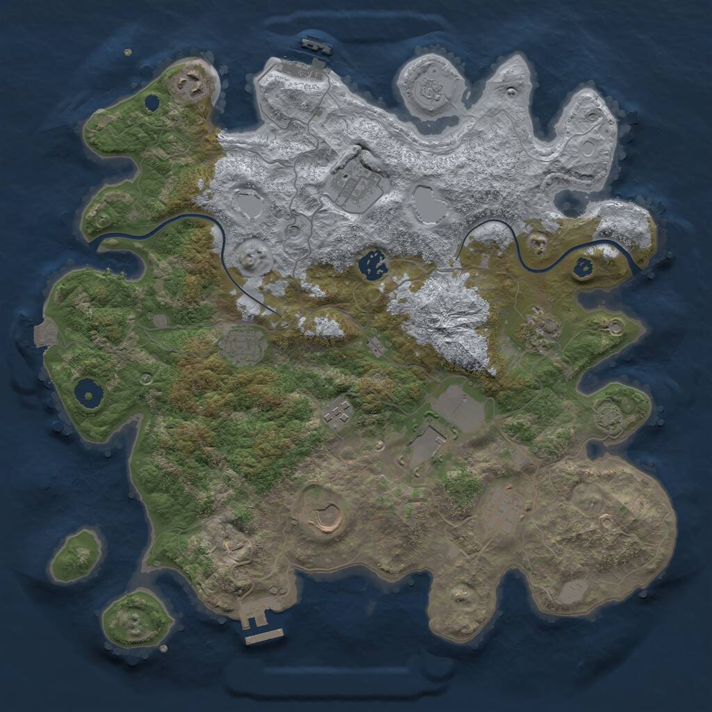 Rust Map: Procedural Map, Size: 3750, Seed: 2128511716, 15 Monuments