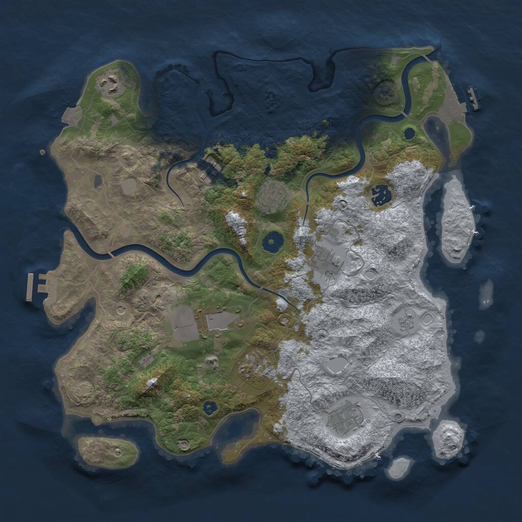 Rust Map: Procedural Map, Size: 3750, Seed: 74801305, 14 Monuments