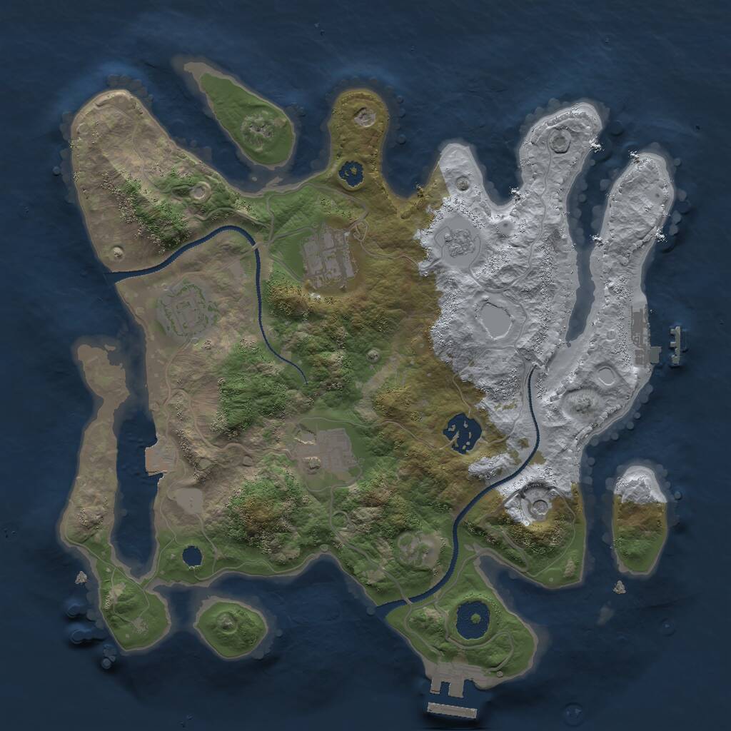 Rust Map: Procedural Map, Size: 3000, Seed: 124356, 9 Monuments