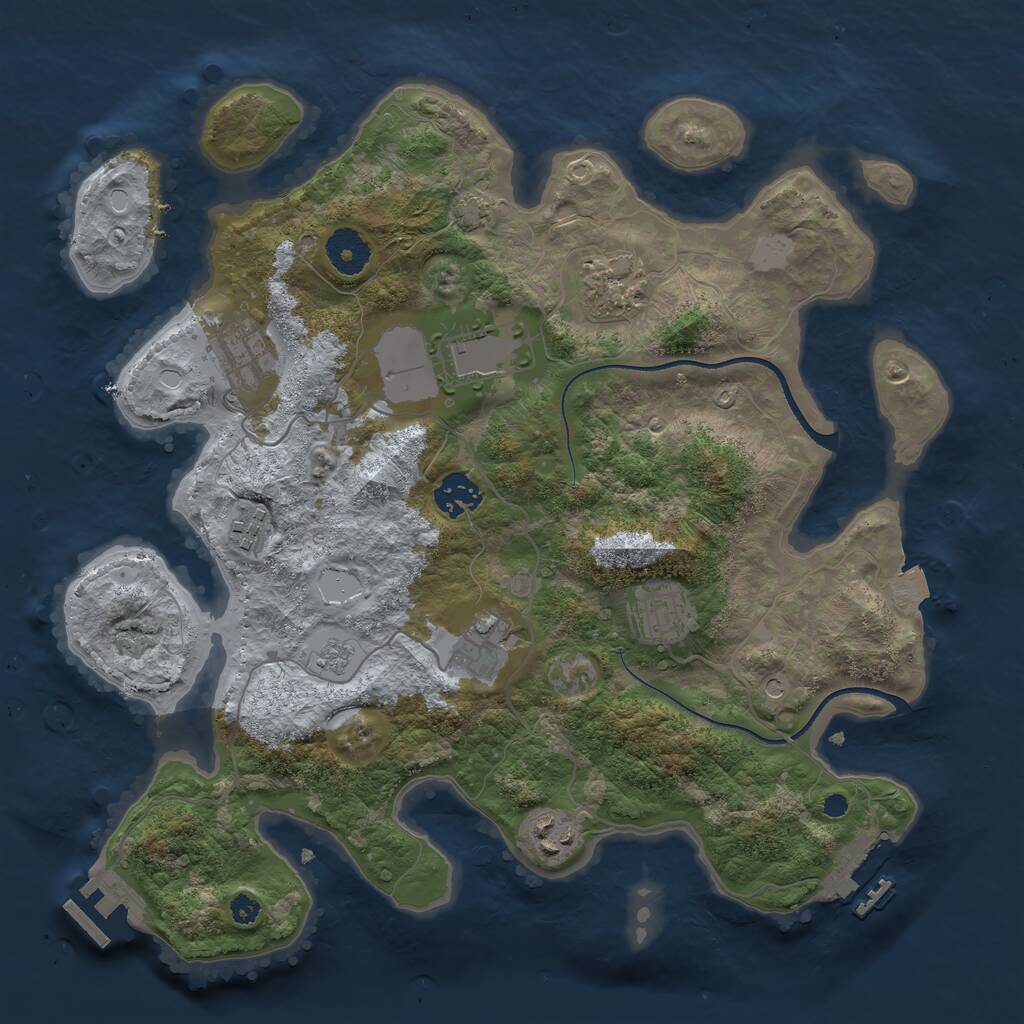 Rust Map: Procedural Map, Size: 3500, Seed: 17398600, 14 Monuments