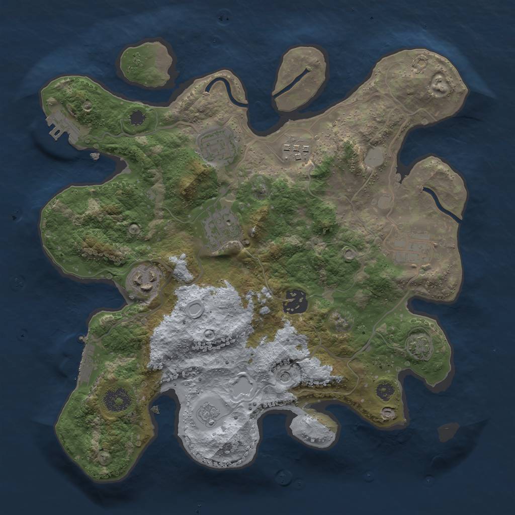 Rust Map: Procedural Map, Size: 3000, Seed: 25884, 14 Monuments