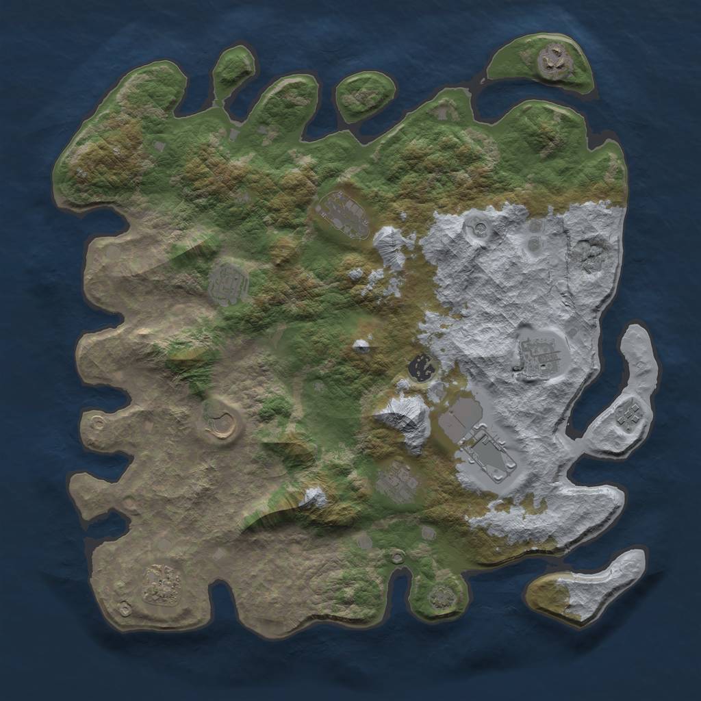 Rust Map: Barren, Size: 4100, Seed: 2285293, 14 Monuments