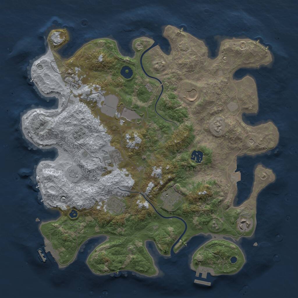 Rust Map: Procedural Map, Size: 3650, Seed: 33898186, 15 Monuments