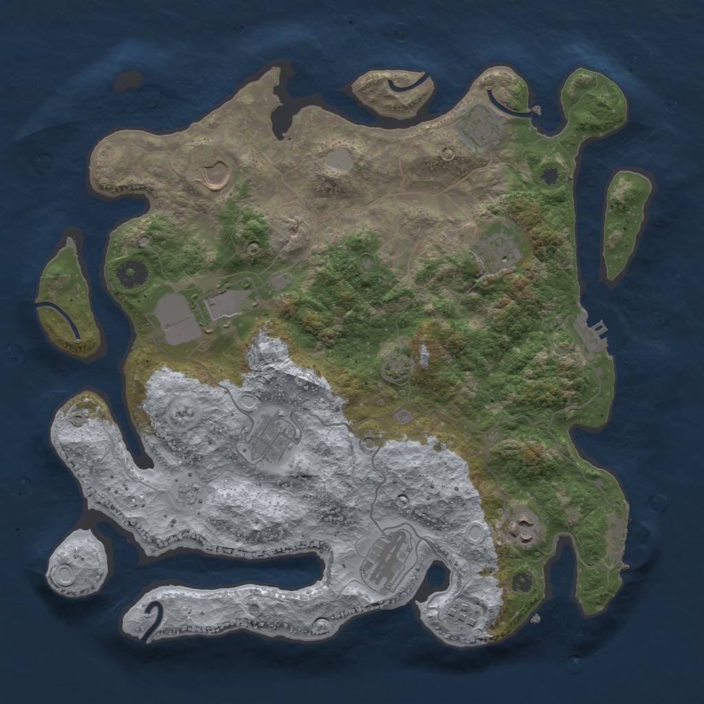 Rust Map: Procedural Map, Size: 3600, Seed: 34994140, 16 Monuments